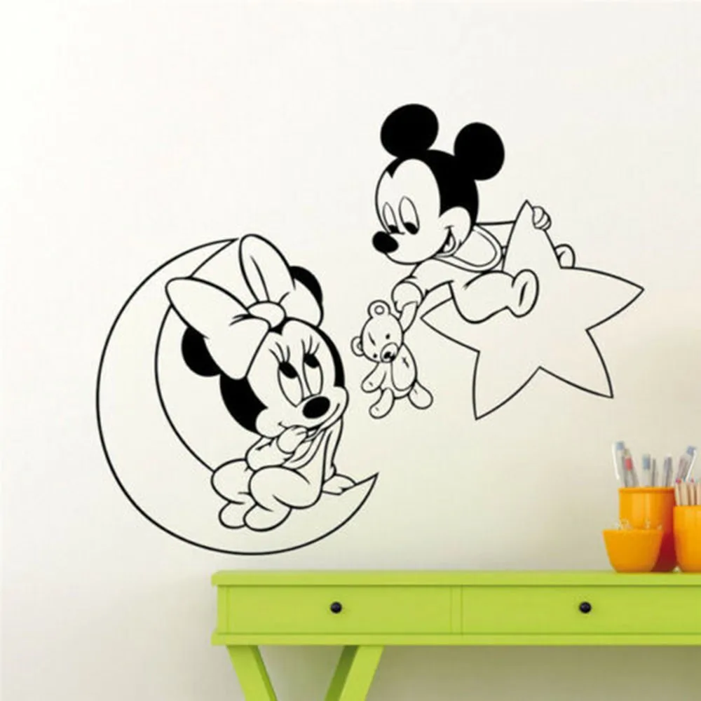 

Wall Decals Minnie Mouse Home Decoration Stickers Poster Mickey Mouse Nursery Moon Star Windows Decor Cutting Dies B647