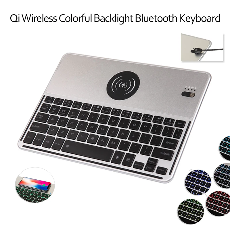Universal QI Wireless Bluetooth Keyboard Wireless Charger Function For
