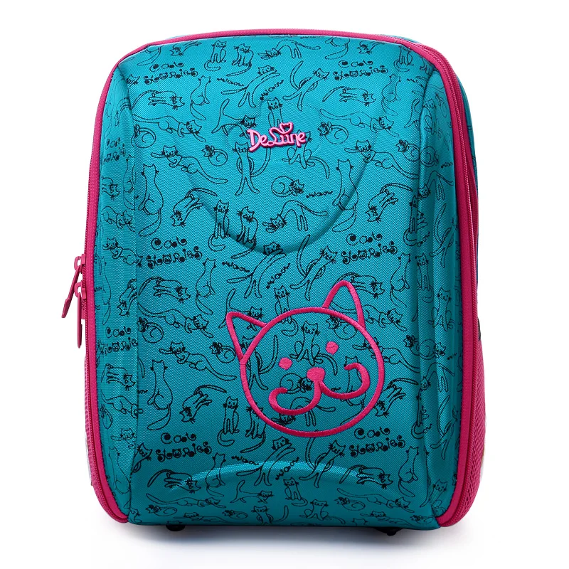 

2017 Delune School Bag High Quality Nylon Fabric Orthopedic Design Children Cartoon Animal Large School Backpack