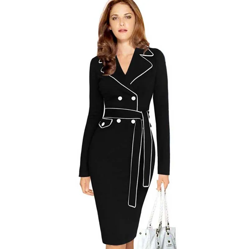 Lisli Business Work Suit Dress Casual Party Dresses Women Dress Notched