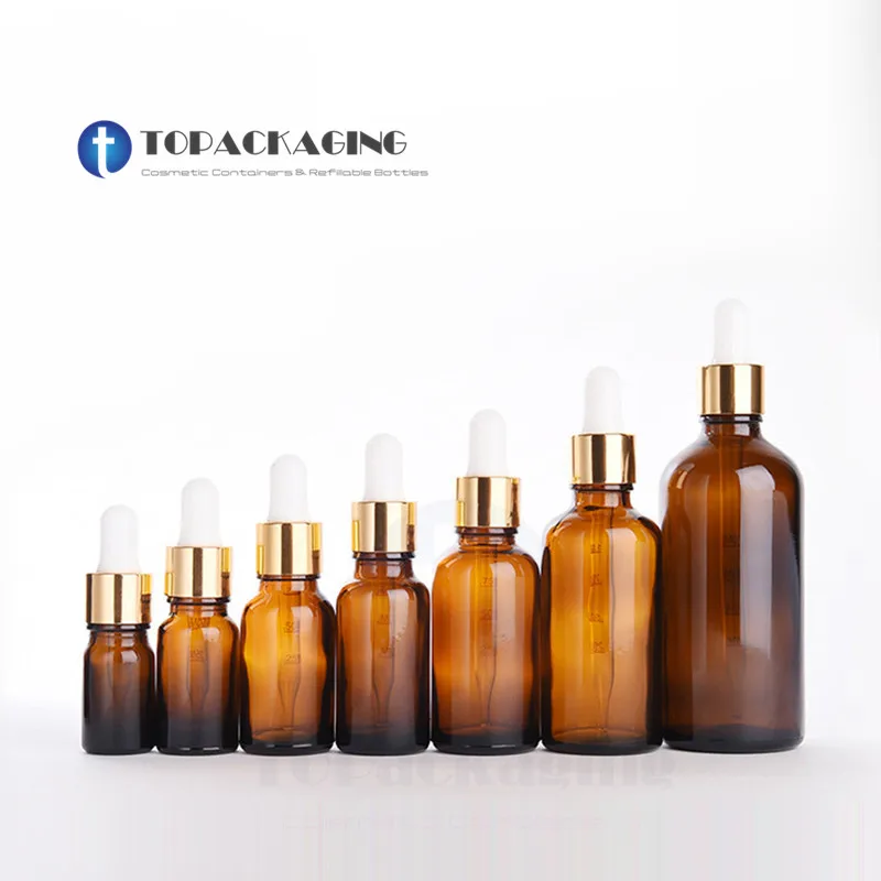 

5/10/20/30/50/100ML Dropper Bottle Amber Glass Serum Refillable Sample Essential Oil Reagent Pipette Empty Cosmetic Container