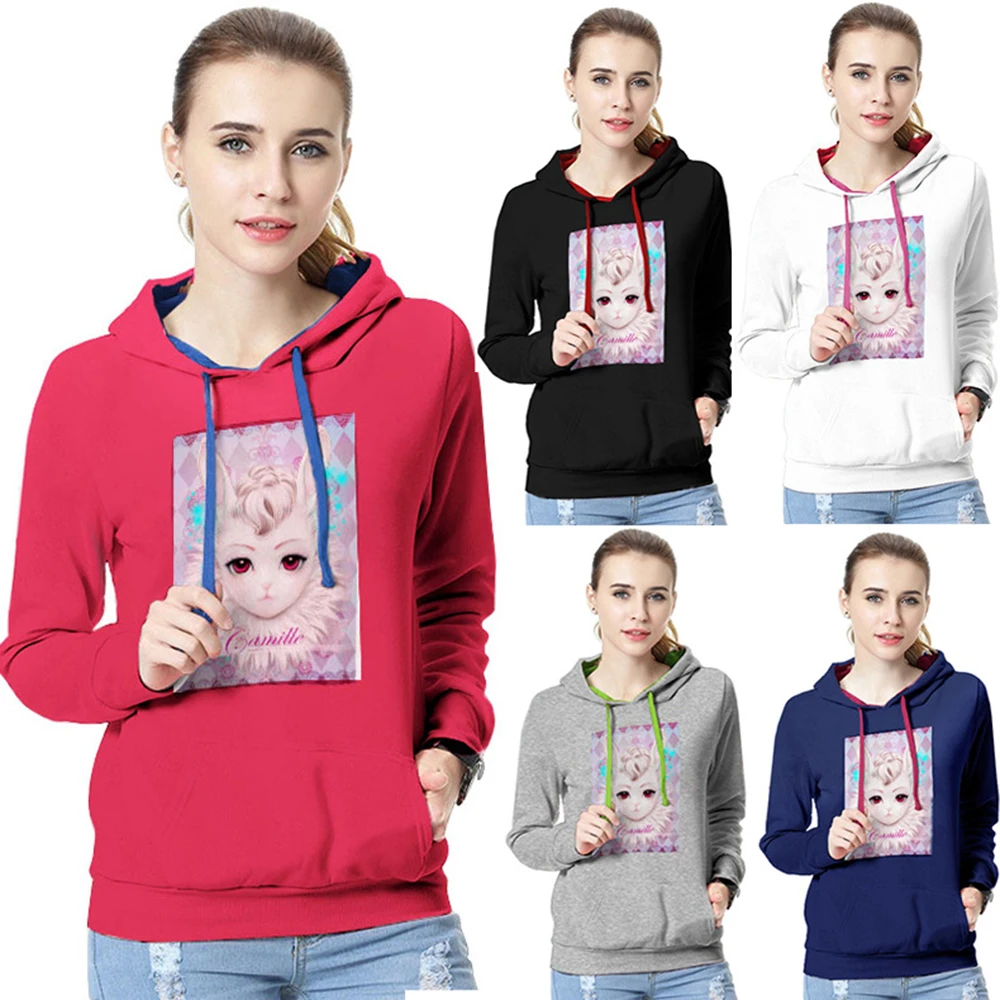 Fashion Autumn Winter Women Sweatshirt With Hat Drawstring Long Sleeve Slim Hoodies Ladies Girls Pullover Streetwear Hot Fashion Autumn Winter Women Sweatshirt With Hat Drawstring Long Sleeve Slim Hoodies Ladies Girls Pullover Streetwear Hot