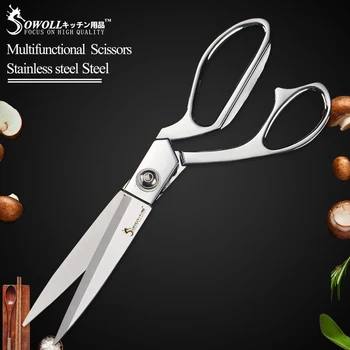 

SOWOLL Stainless Steel Sewing Scissors For Fabric Clothes Tailor Vintage Modern Scissors Home Kitchen Accessories High Quility