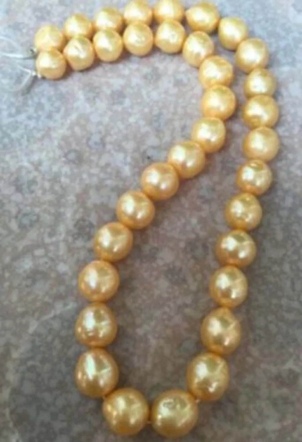 

huge 9-10mm baroque south sea gold pearl necklace 18inch