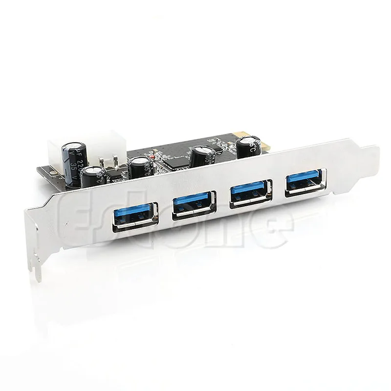 4 Port PCI-E to USB 3.0 HUB PCI Express Expansion Card Adapter 5 Gbps Speed For Desktop Computer Components Brand New