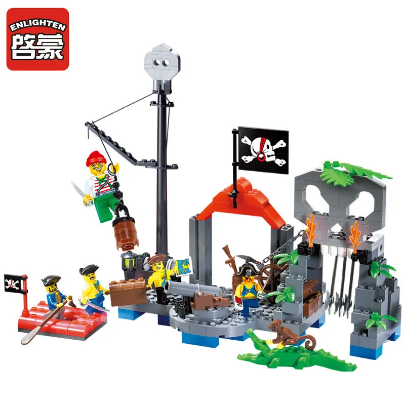 

Enlighten 206pcs SKULL ISLAND Building Blocks Legoings Pirates of the Caribbean Bricks DIY Creative Toys for Children