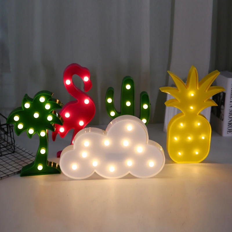 

Unicorn Flamingo LED Night Light Baby Shower Decoration Star Heart Pineapple Christmas Home Wedding Party Tree 3D Desk Lamp,Q