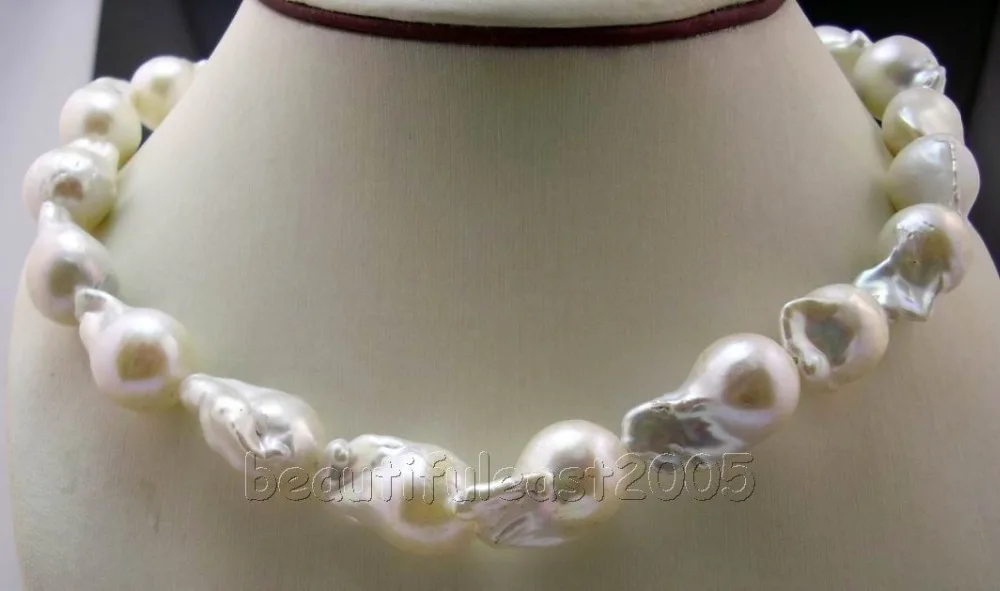 

Big size irregular Baroque Nuclear pearl 12-20mm necklace 925s clasp jewelry (A0325)