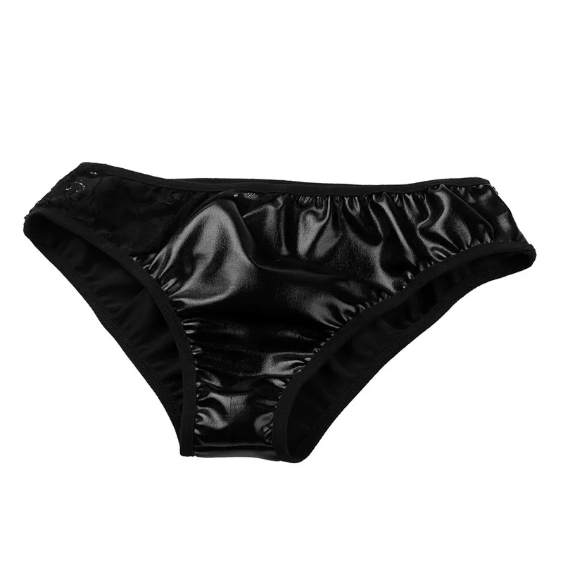 Сексуальное женское Wetlook белье из лакированной кожи комплект с прозрачными