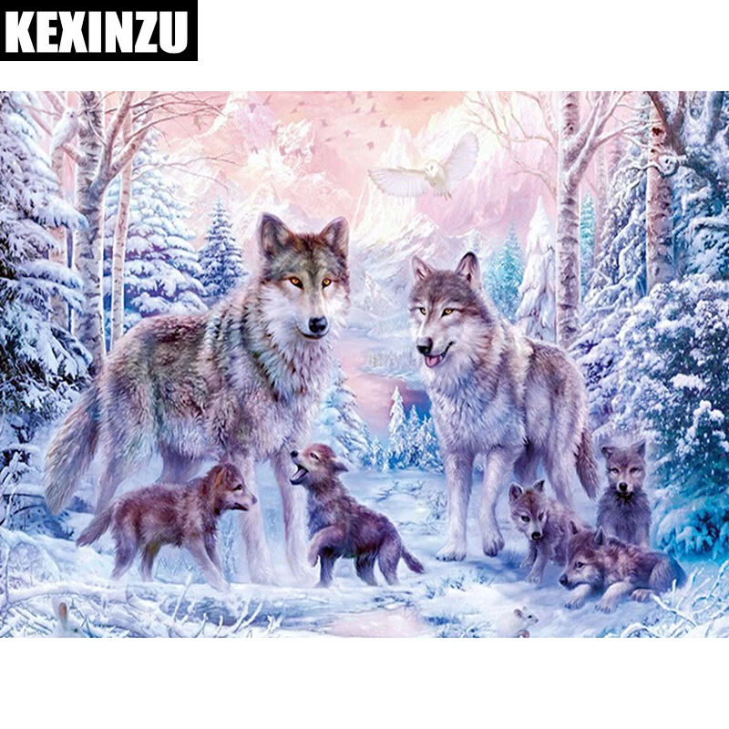 

2018 New 5d diy full square/ diamond painting,Snow Wolf,cross stitch diamond embroidery mosaic Picture by number