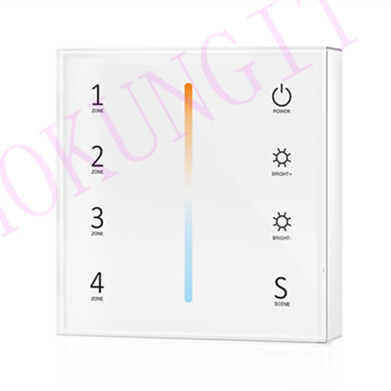 AAA battery powered 2.4G 4 Zones Color Temperature Remote Control T22 color temperature vertical bar wireless Touch glass panel | Освещение