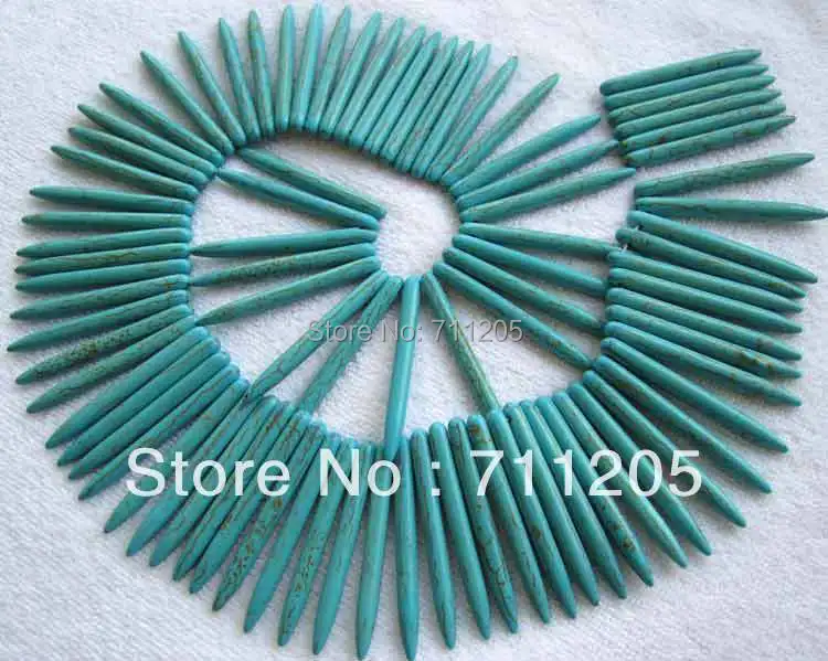 

4-5x47mm Blue Turquoises Aciculiform loose beads 8",Min.Order $10, provide mixed wholesale for all items !
