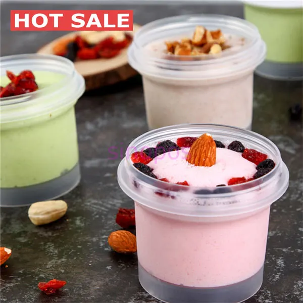 

10pcs Transparent plastic Ice Cream packing Box, clear mousse cup with lid and sticker, SP01