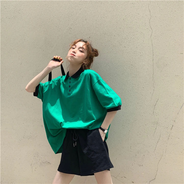 New summer Korean preppy style fashion Women's Clothing hipster Harajuku tops woman patchwork loose casual sweet T-Shirts hot