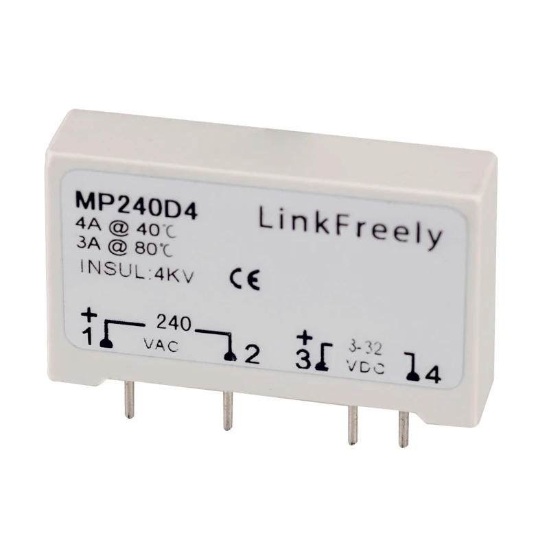 

MP240D4 SPST PCB Mount Solid State Relay 4Pin PLC SSR 24V -280VAC Output Input 3V 3.3V 5V 12V 24VDC Voltage Relay Switch Module