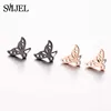 SMJEL-pendientes de acero inoxidable con forma de sirena para mujer, aretes pequeños, diseño geométrico, Simple, a la moda, regalo de cumpleaños ► Foto 2/2