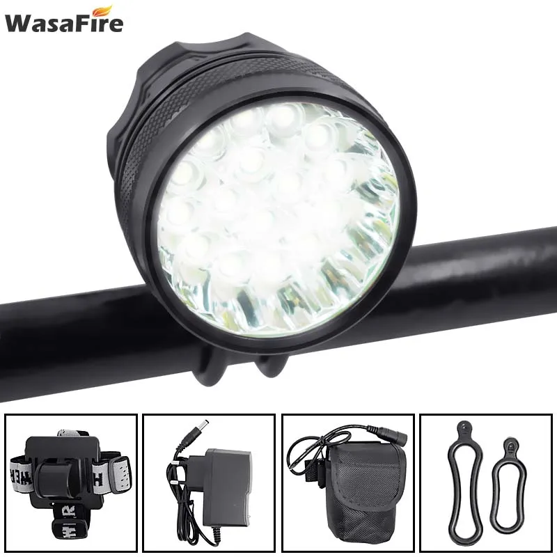 Discount WasaFire 40000 Lumen 16*T6 LEDs Bicycle Lamp front Headlight Riding Cycling Bike Front Light for Outdoor Night Riding Camping 0