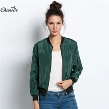 2016 Autumn Fashion Bomber Jacket Women Long Sleeve Basic Coats Casual Thin Slim Outerwear Short MA1