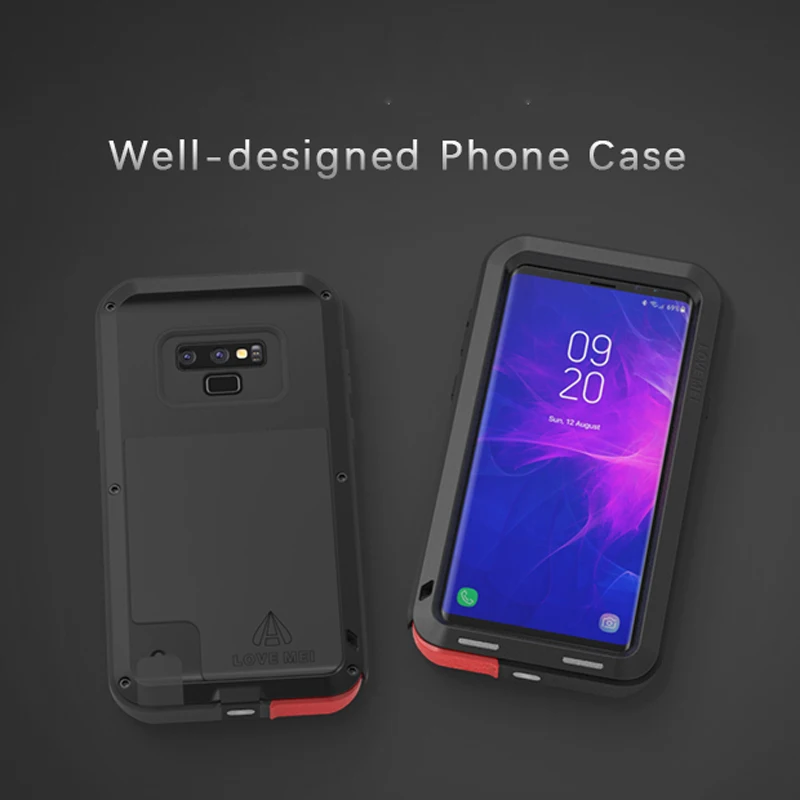 Love Mei Aluminum Metal Armor For Samsung Note 9 Shockproof Dirtproof Full Body Heavy Duty Case For Samsung Galaxy Note 9 Cover