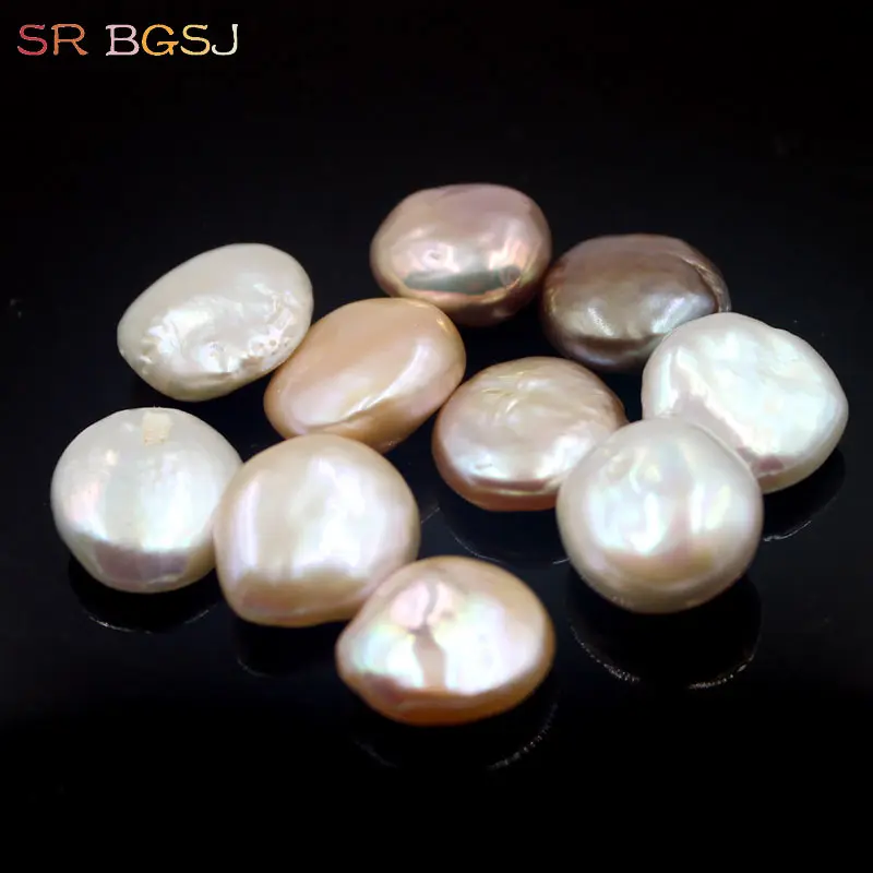 

Free Ship 14-15mm 10pcs No Hole White Pink Purple Mixed Lot Coin Shape Natural 5A Grade Freshwater Coin Pearl Beads