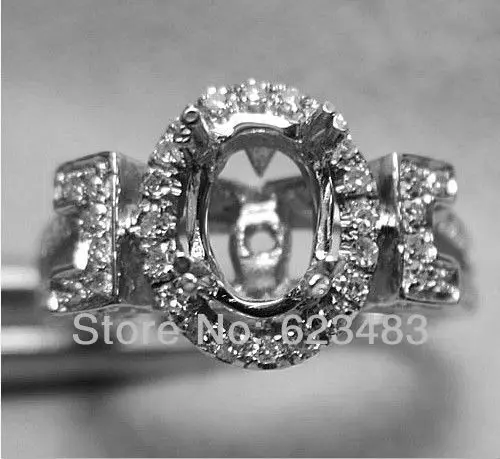 

SOLID 14K White GOLD 5x7mm Oval NATURAL DIAMOND ENGAGEMENT SEMI MOUNT RING