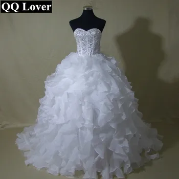 

QQ Lover 2019 New Elegant Full Beaded Ruffles Ball Gown Wedding Dress Custom-made Bridal Gown Robe De Mariage Vestido De Noiva