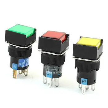 

NO NC Red Green Yellow Sign Square Momentary Push Button Switch DC 24V