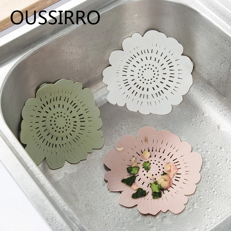 

1Pc Anti-blocking Soft Silicone Kitchen Sink Filter Sewer Drain Hair Colanders Strainers Filter Bathroom Suction Cups Sink white