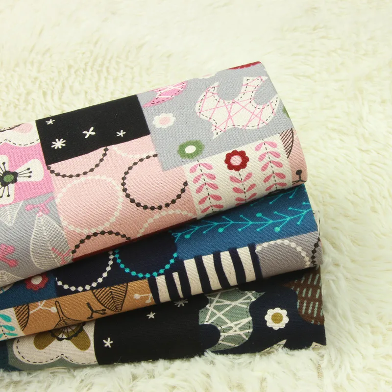 

half yard import European plaid flower cartoon print cotton fabric handmade DIY patchwork bag cloth 100% cotton A818