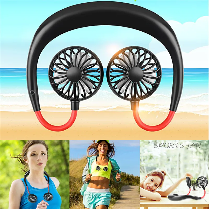 

USB Portable Rechargeable Fan Hands-free Neck Hanging USB Charging Mini Cooling Wireless Sports Fan 3 Gears Air Conditioner