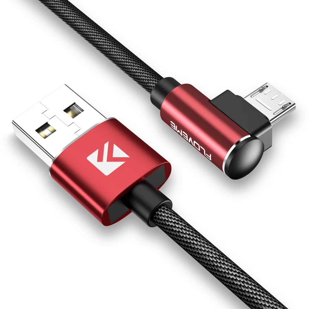 FLOVEME 90 градусов Micro USB кабель для Xiaomi Redmi 7 7A samsung кабель для передачи данных для мобильного телефона для samsung USB зарядное устройство зарядный кабель - Цвет: Red