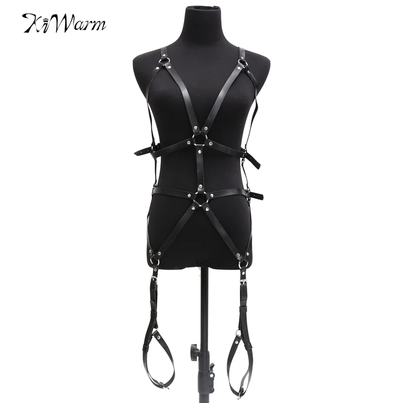 

Women Body Harness Belts PU Leather Garters Punk Strap Bands From Waist To Leg Suspenders Belts