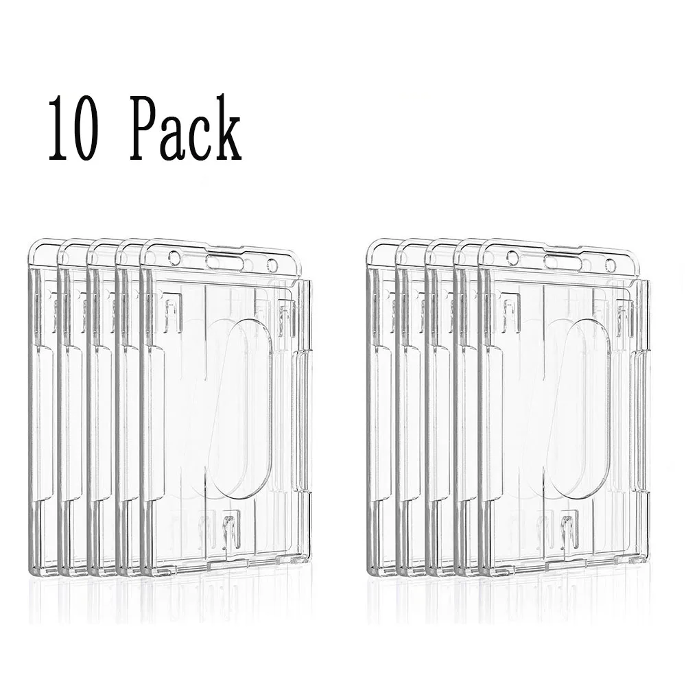 2 Pack Vertical Transparent 2-3 ID Card Holder Hard Plastic Credit Card  Holder Rigid ID Badge Protector Office School Suppliers - AliExpress