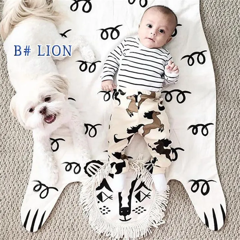 

cute baby Blanket Game Mat soft Play mats Bear Tiger lion style Blanket Animal Carpet Warm Play Mats size 120*70cm Photo Props