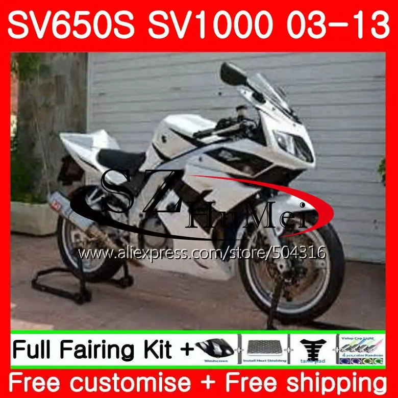 Обтекатель для SUZUKI SV1000S SV650S 03 04 05 06 07 08 106SH20 SV650 1000 S SV 650S 1000 черный белый 2003 2004 2005 2006 2007 2008