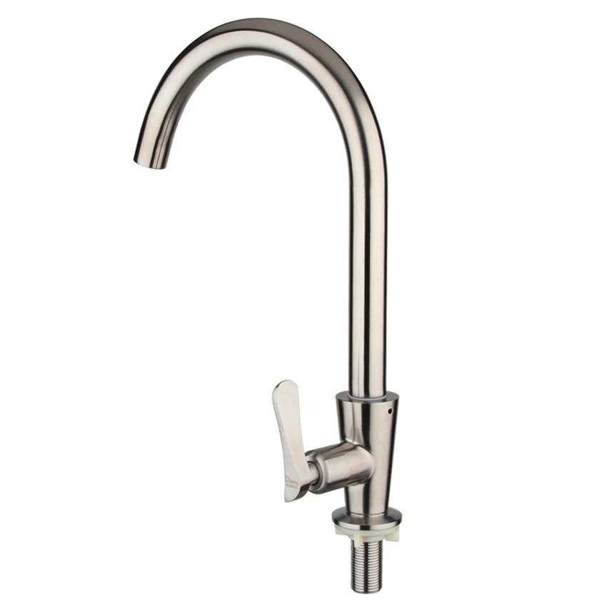 Kitchen faucet Single cold water faucet brushed kitchen tap 304stainless steel Deck Mounted Single Handle Single Hole Ceramic