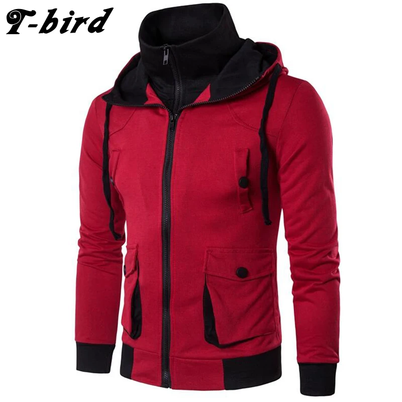 T Bird Hoodie Men Cardigan Sweatshirt Hip Hop Mens 2017 Brand Fake Two Pieces Hoodies Winter