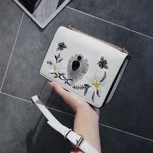 Fashion Embroidery Women Handbag Chain Shoulder Bag Flap Bag Designer PU Leather Handbag Women Messenger Bags Bolsa Feminina2019 cajifuco spring summer vintage badges chain flap bag retro emblem shoulder bag pu leather messenger bags metal handbag bolsas