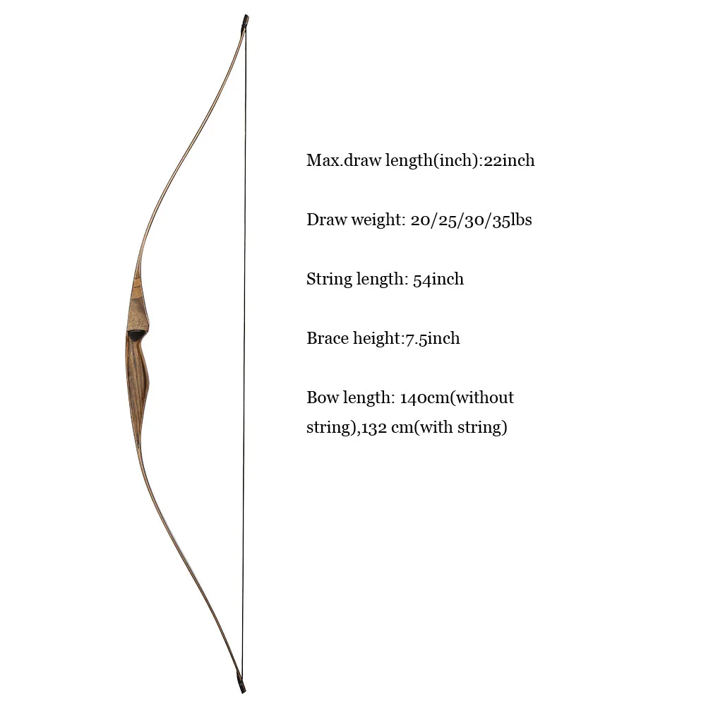 Billig Bogenschießen Jagd Recurve Bogen Ein Stück Traditionellen Holz Longbow Targeting Praxis Rechten Hand mit Otter Bälle String Schalldämpfer