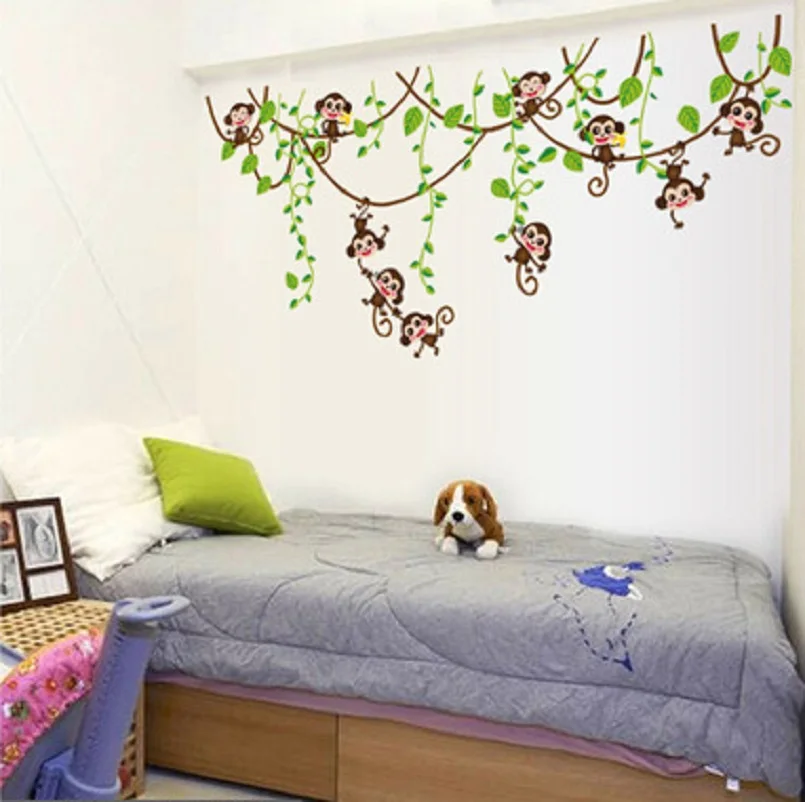 qunexc cute mini monkeys vinyl wall stickers decals children animal plants wallpaper mural girls kids home - Monkey Bedroom Decor qunexc cute mini monkeys vinyl wall stickers decals children animal plants wallpaper mural girls kids home - Monkey Bedroom Decor