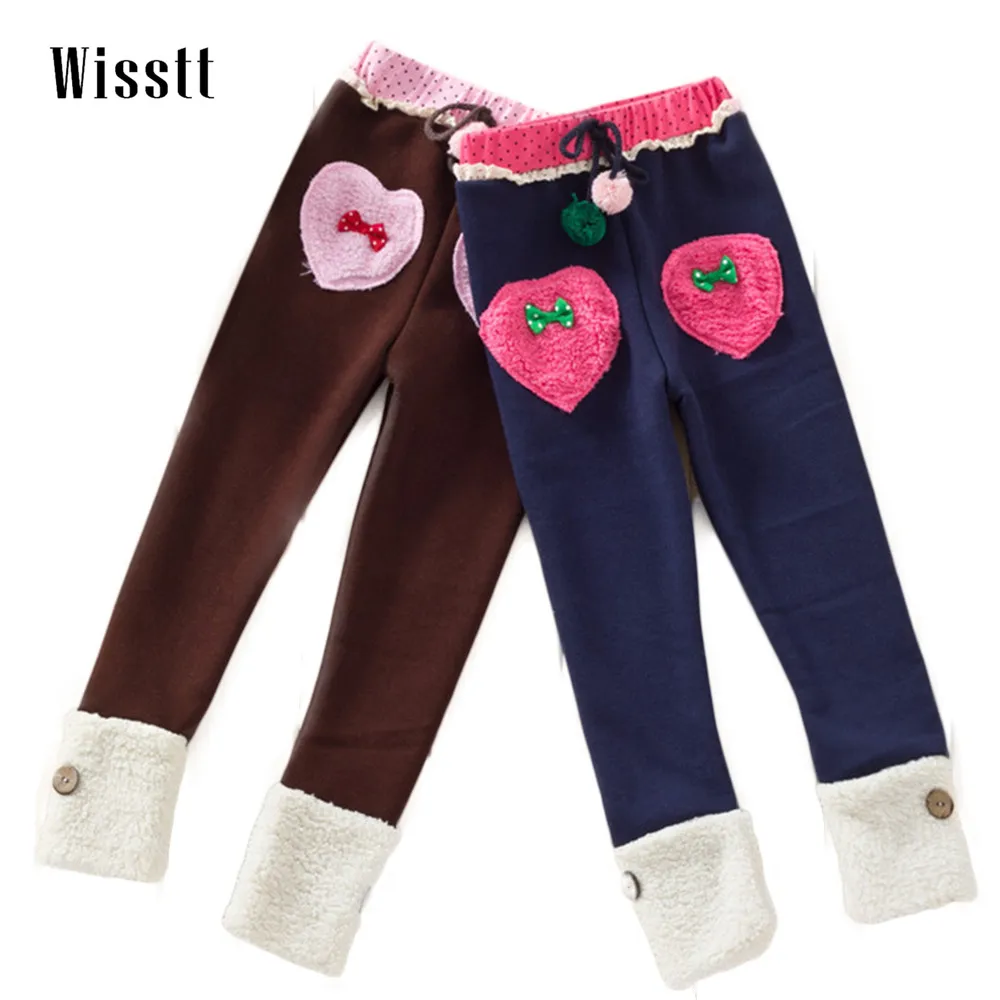 2017 Winter Girls Thin Cashmere Pants Children Trousers Warm Baby Flanging Personality Leggings