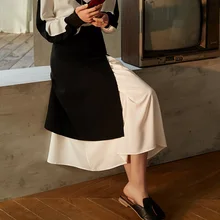 Новое поступление летние лоскутные Асимметричные Сплит средней длины женские длинные юбки с высокой талией одежда T1804033