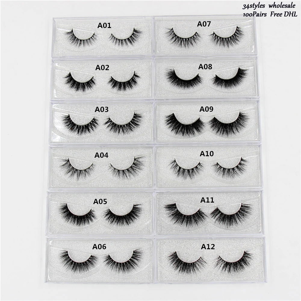 Goedkoop Mink Wimpers 100% wreedheid gratis 3D Nerts Wimpers Dikke Handgemaakte Volledige Strip Lashes Natuurlijke Lightweig 34 Stijlen Valse wimpers DHL