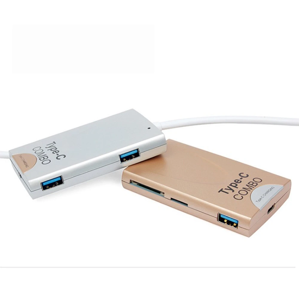 6 в 1 USB 3,1 type C COMBO 3,0 концентратор+ OTG кард-ридер+ type C зарядный адаптер для Macbook