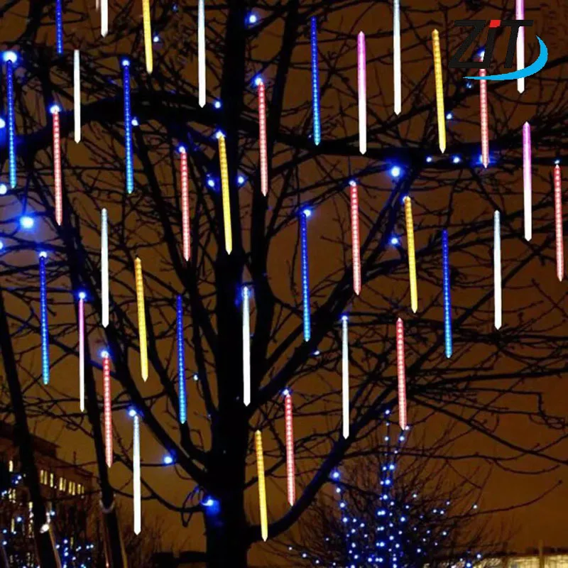

Waterproof 50/30cm 8 Tube christmas lights Shower Rain LED String Lights For Indoor Outdoor Gardens Xmas Christimas Party Decor