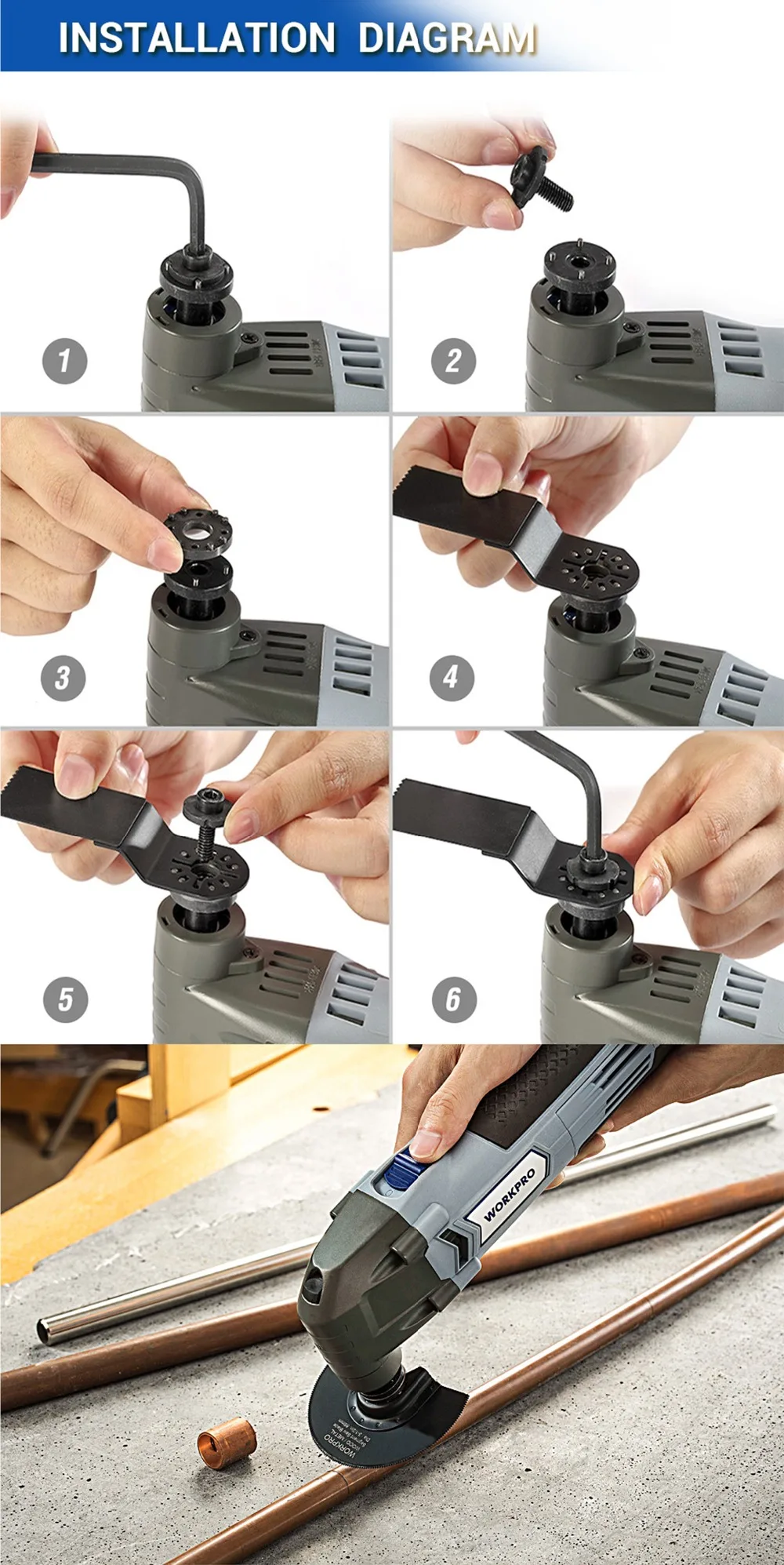 Workpro 300w ferramentas de energia multifunções ferramentas