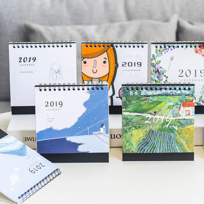 2019 New Desktop Desk Table Calendar Bts Small Year Kawaii Cute Beach Office Monthly Planner Organizer Decoration Supplies | Канцтовары