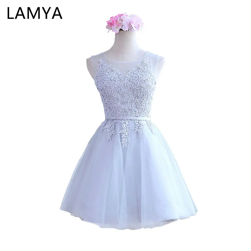 LAMYA Women 2019 Custom Size Elegant Lace O-Neck Off The Shoulder A Line Prom Dresses Pure White Party Dress EV2720