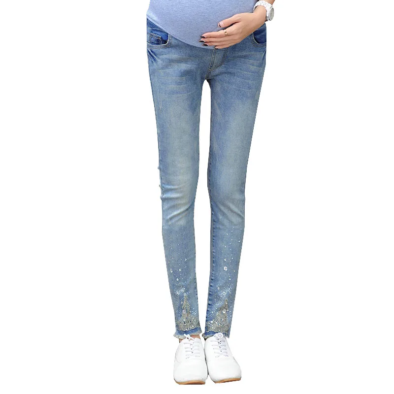  Pregnant women's jeans Elastic waist Pregnant women's pants Pregnant women's clothes ropa de maternidad leggings maternity 3XL
