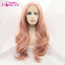 DOROSY волосы высокотемпературные волокна естественные волнистые волосы смешанный розовый цвет косплей синтетические волосы на кружеве парик для женщин